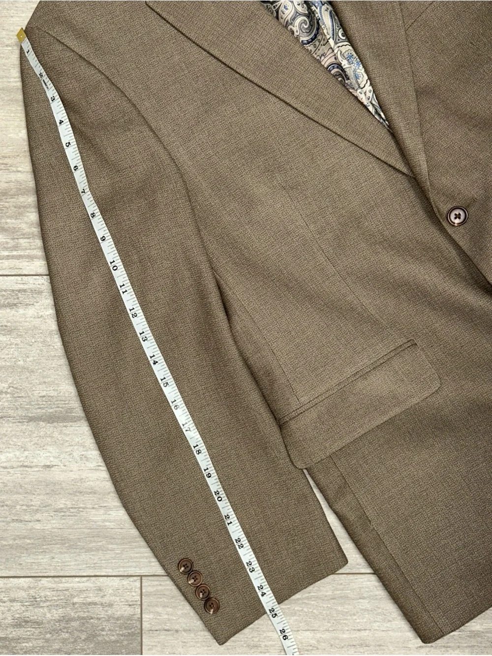 Lauren Ralph Lauren Men’s 42R Taupe Blazer Sportcoat Paisley Lined Jacket
